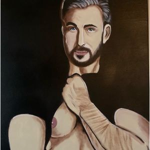Chris Evan painting on canvas